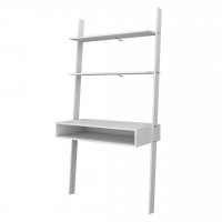 Manhattan Comfort 193AMC6 Cooper Ladder Desk with 2 Floating Shelves in White